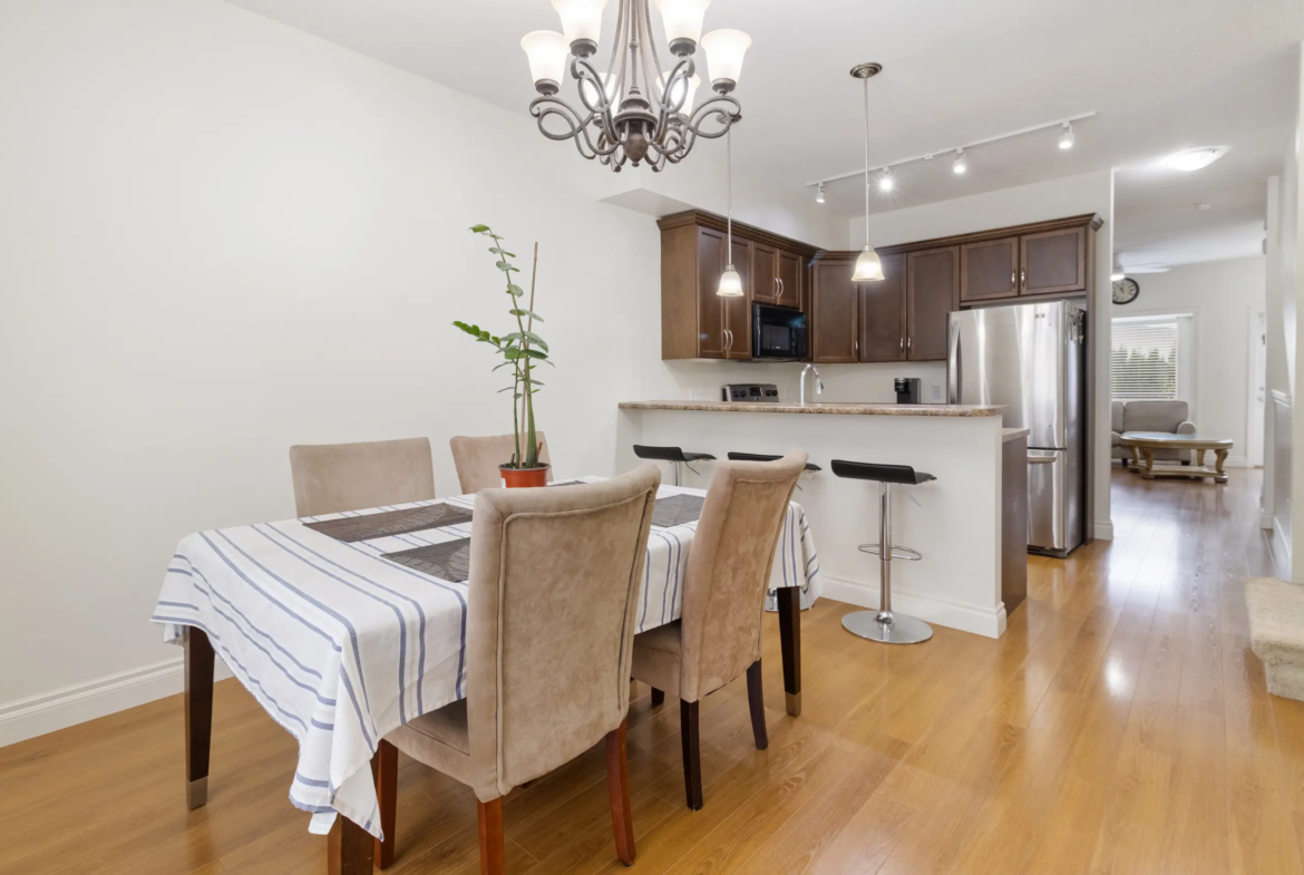 Bright dining space connected to kitchen at 2 9140 HAZEL STREET