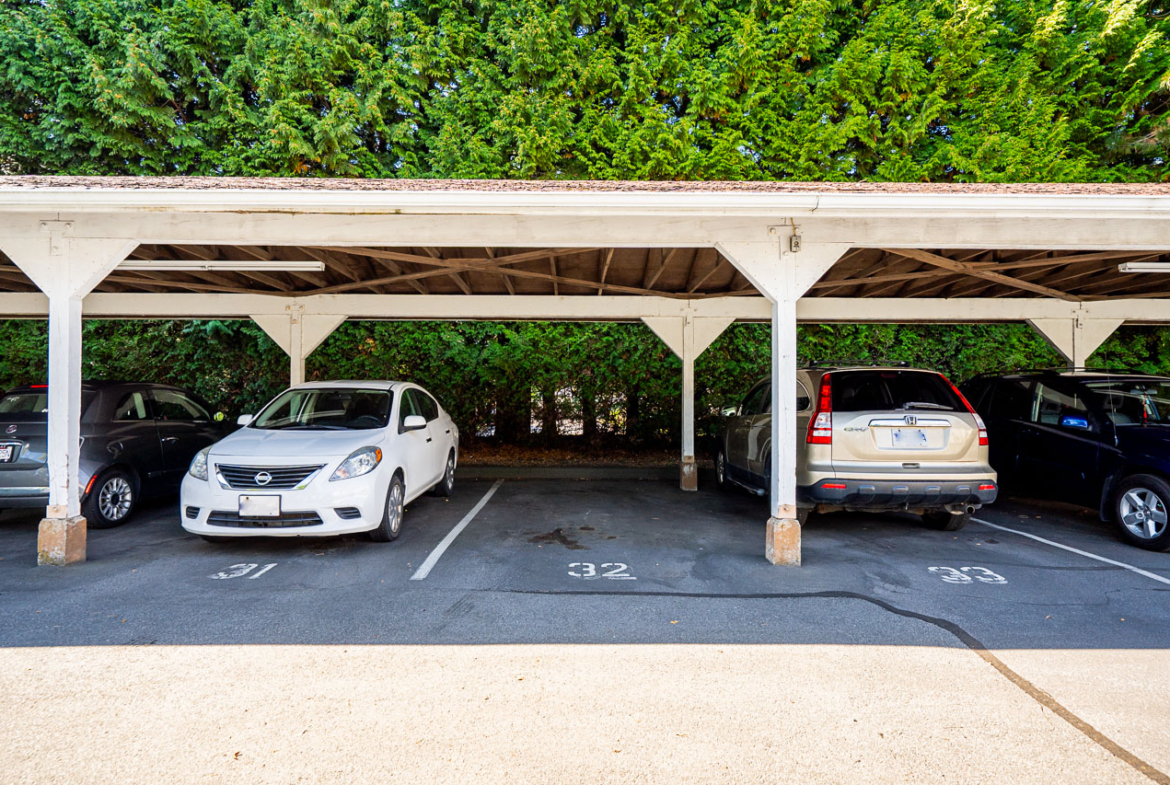 Private single-car garage at 104 13915 72 Avenue with extra storage space.