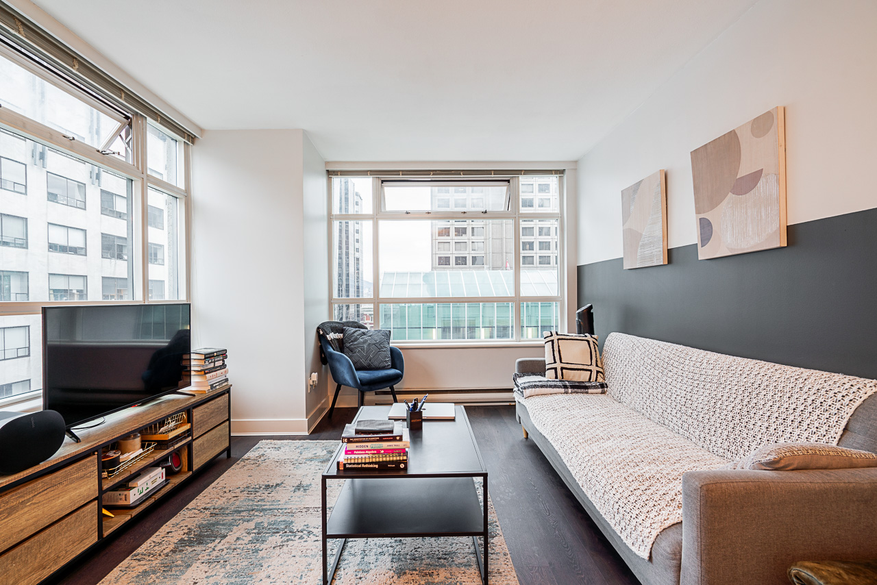 Unit 504 438 Seymour Street Vancouver-12 Open living area in 504–438 Seymour Street downtown Vancouver condo