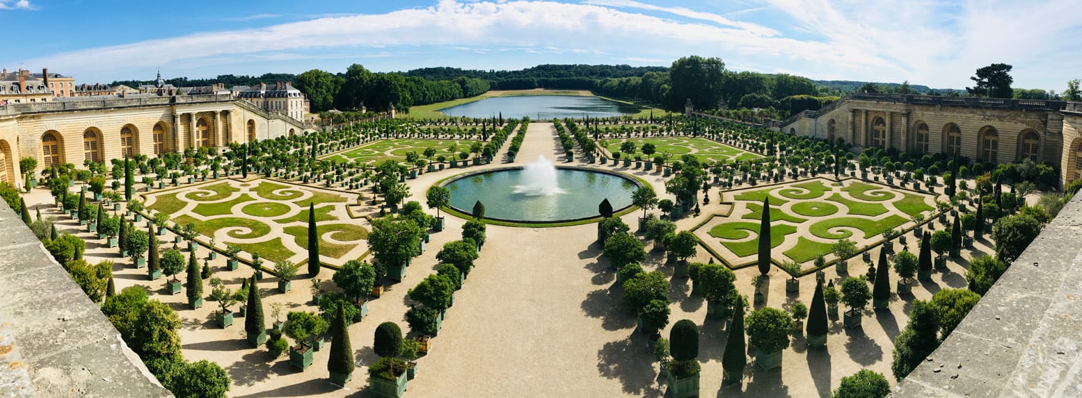 Versailles-inspired landscaped garden courtyard concept design for Greenhouse