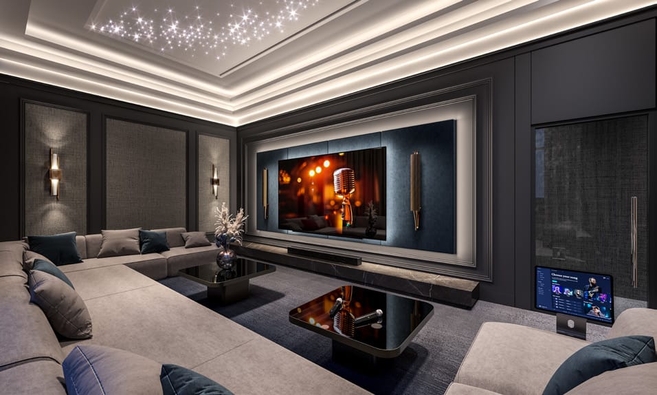 Private home theatre and karaoke lounge amenity room