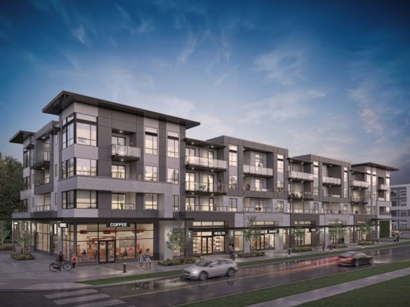 Amson Bloc Surrey exterior modern condo building with retail