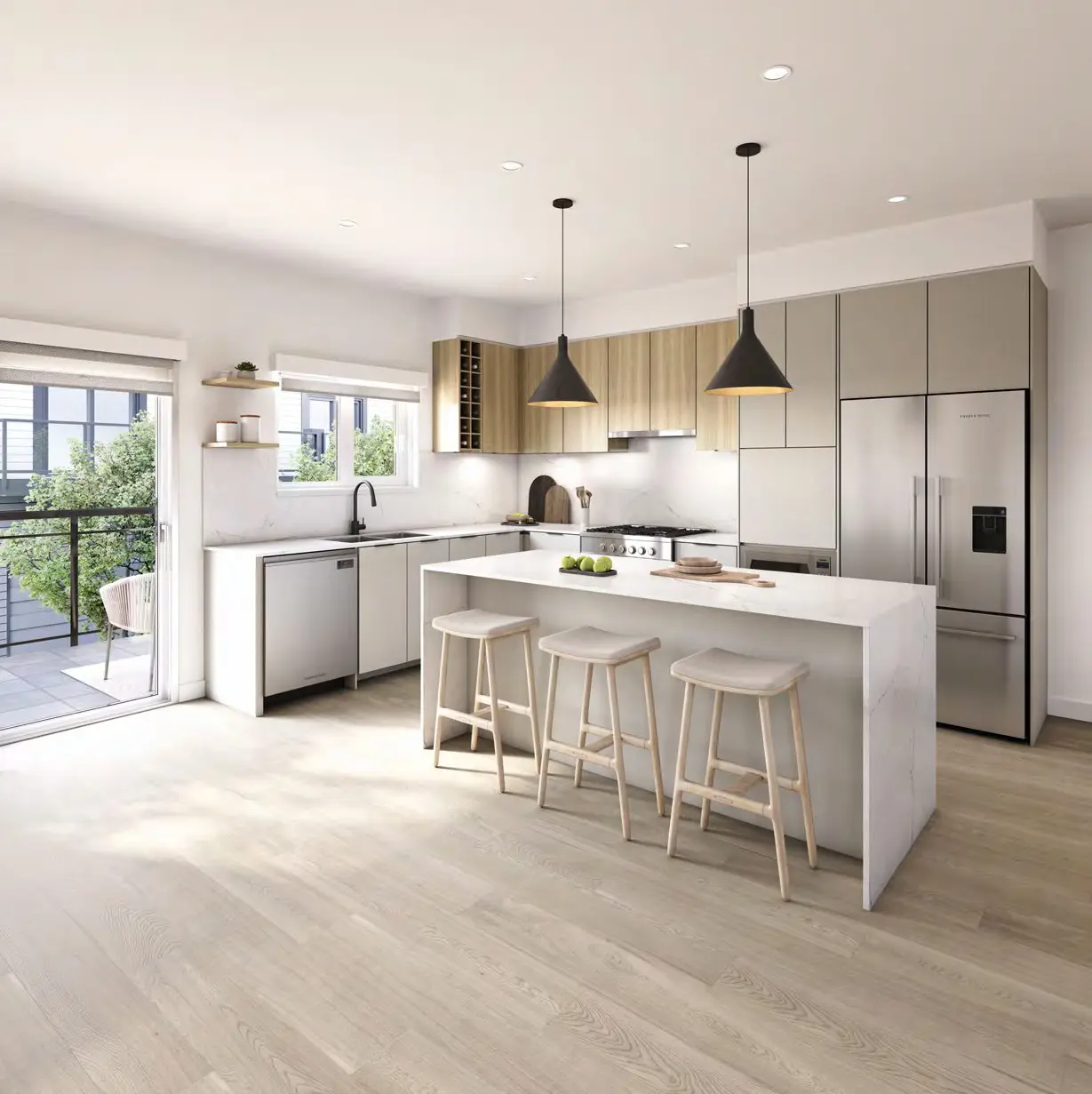 Bright open-concept kitchen with island and premium appliances