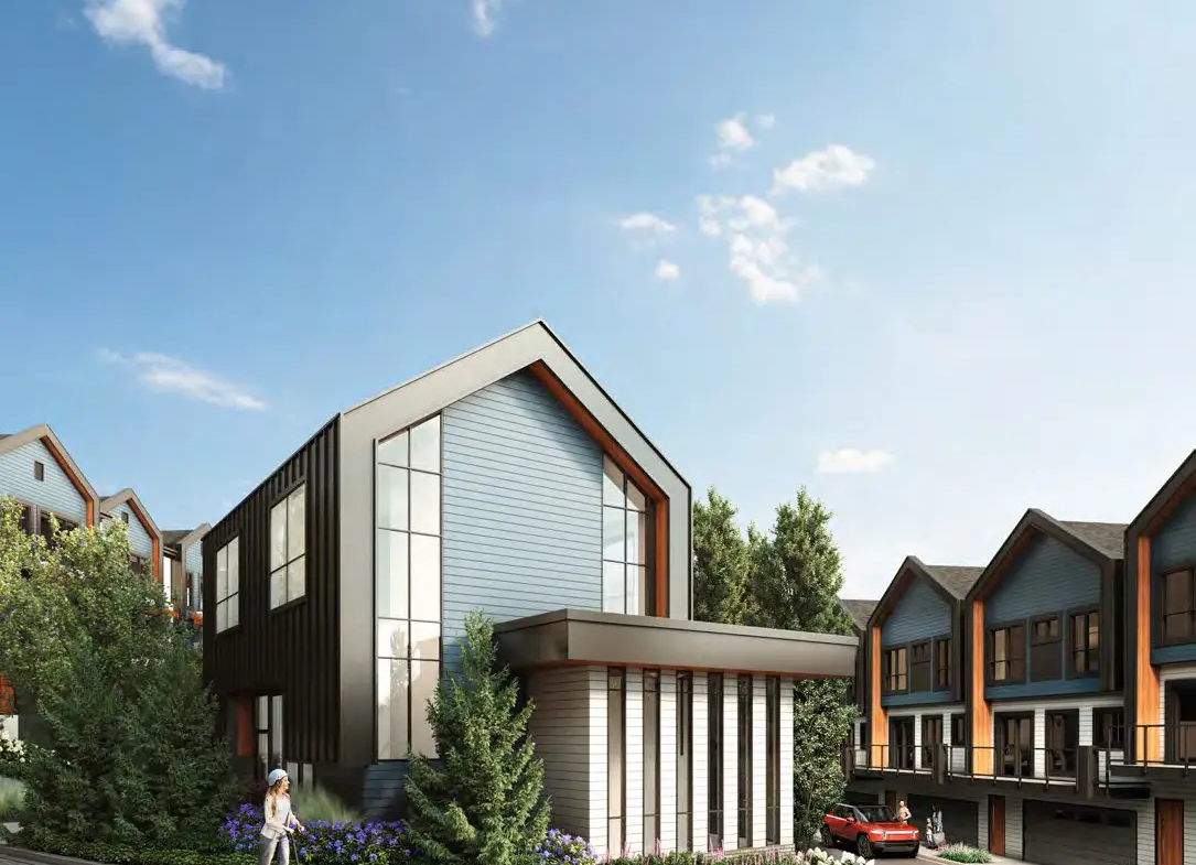 Modern Scandinavian-style townhomes at Culmena Burke Mountain exterior view
