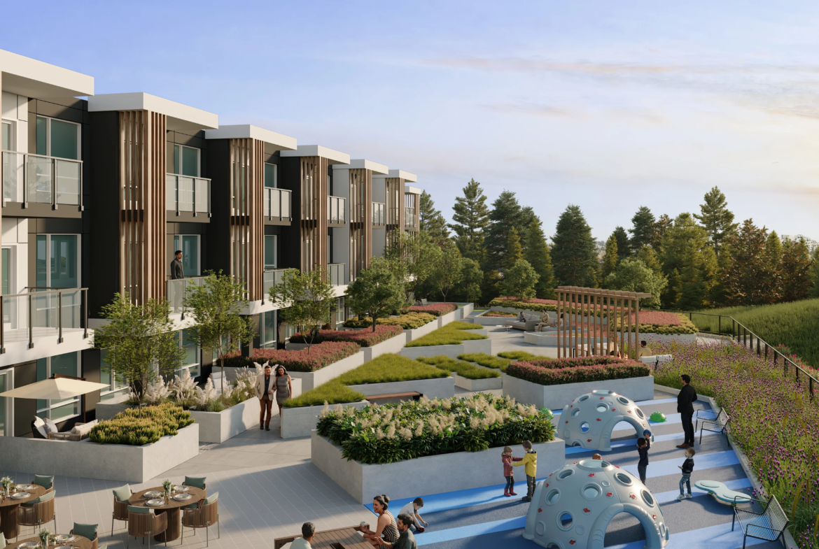 Family-friendly courtyard with playground at Harlowe Surrey