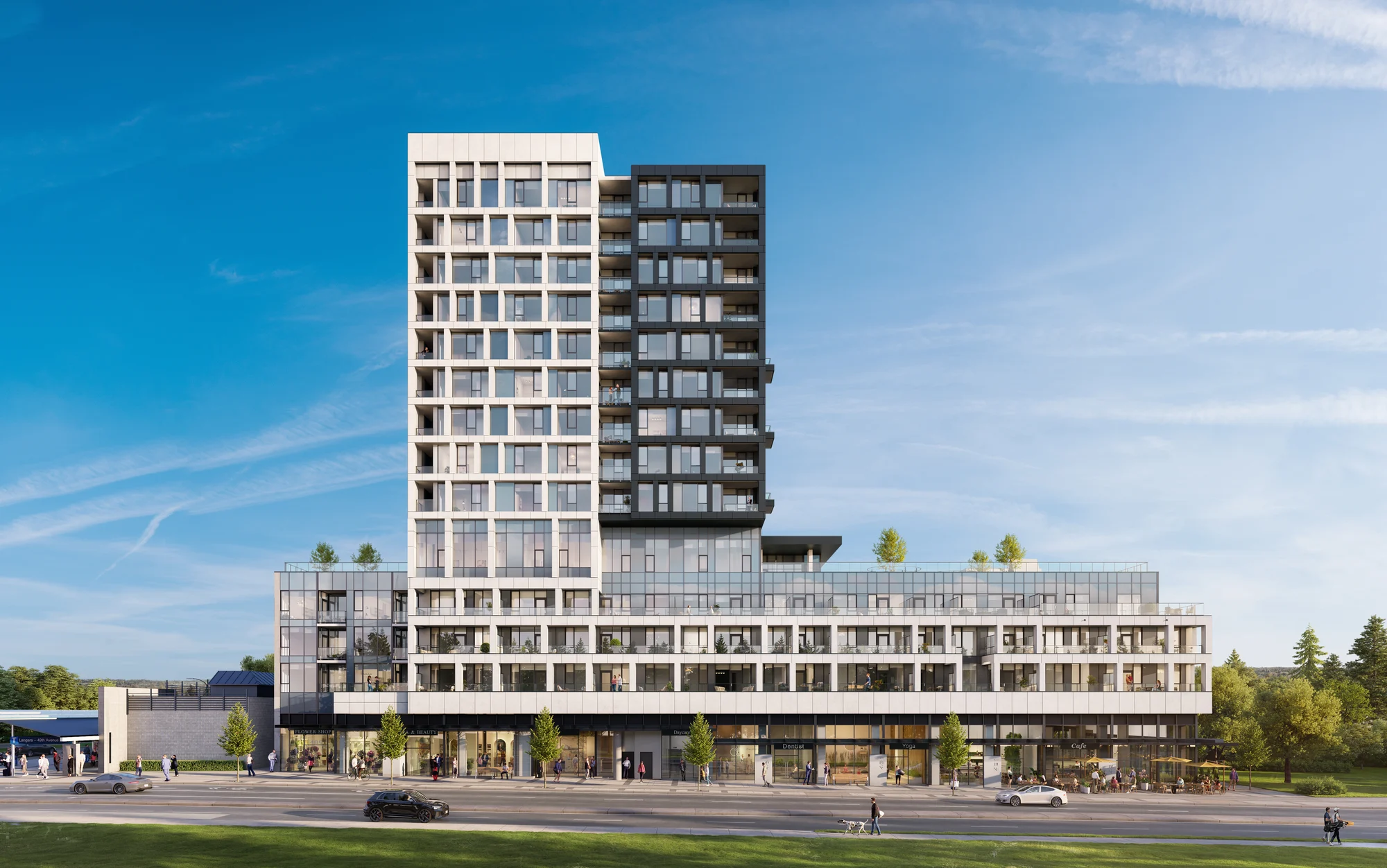 Aerial view of Cambie Corridor Vancouver skyline