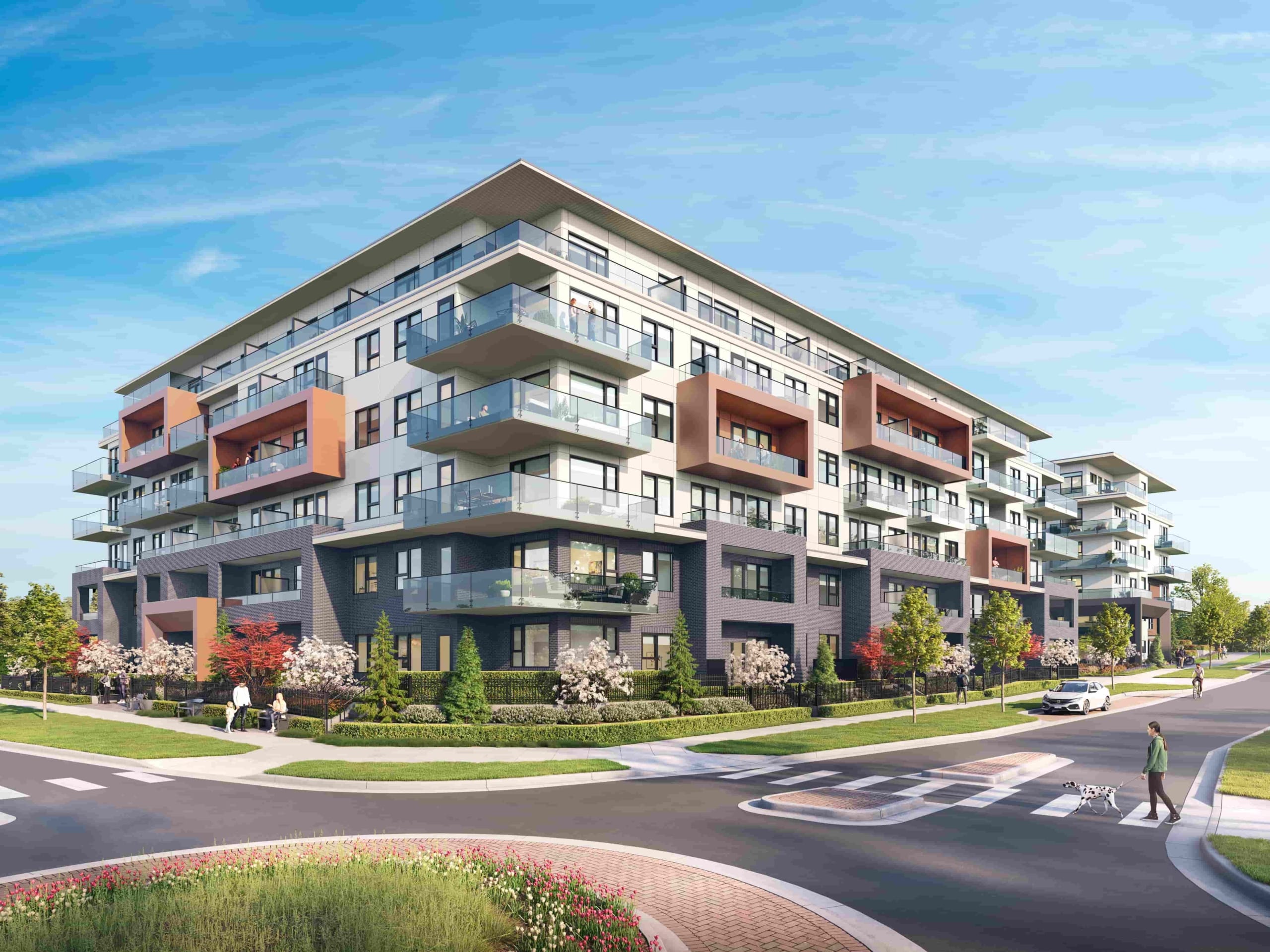 Victory Surrey presale condo building exterior with modern balconies