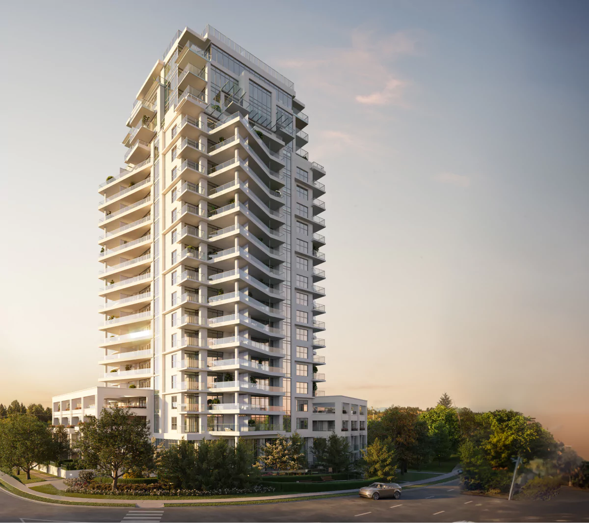 Vivere Surrey luxury tower with rooftop terrace and glass design