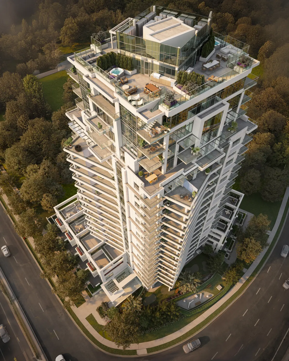 High-rise condo building with modern balconies in Guildford