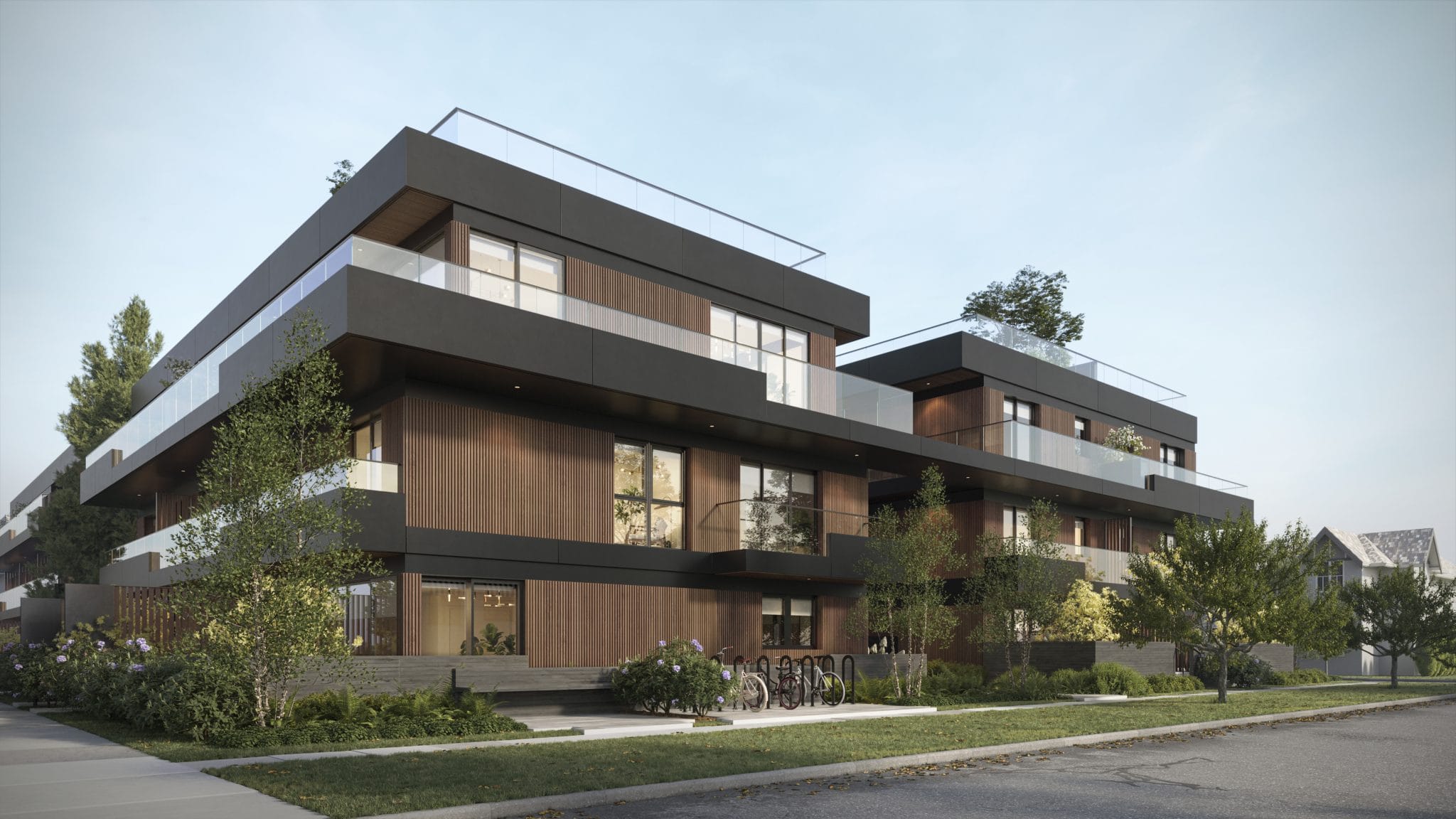 Courtyard community with greenery and walkways WREN development