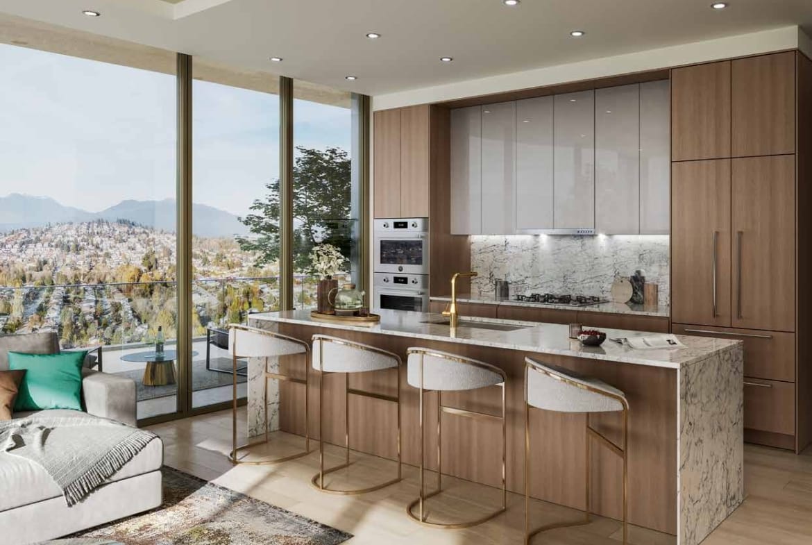 Luxury kitchen with Bertazzoni appliances at Étoile Gold
