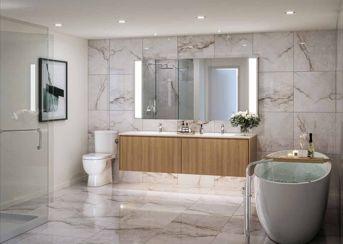 Spa-inspired bathroom interior at Étoile Gold Burnaby