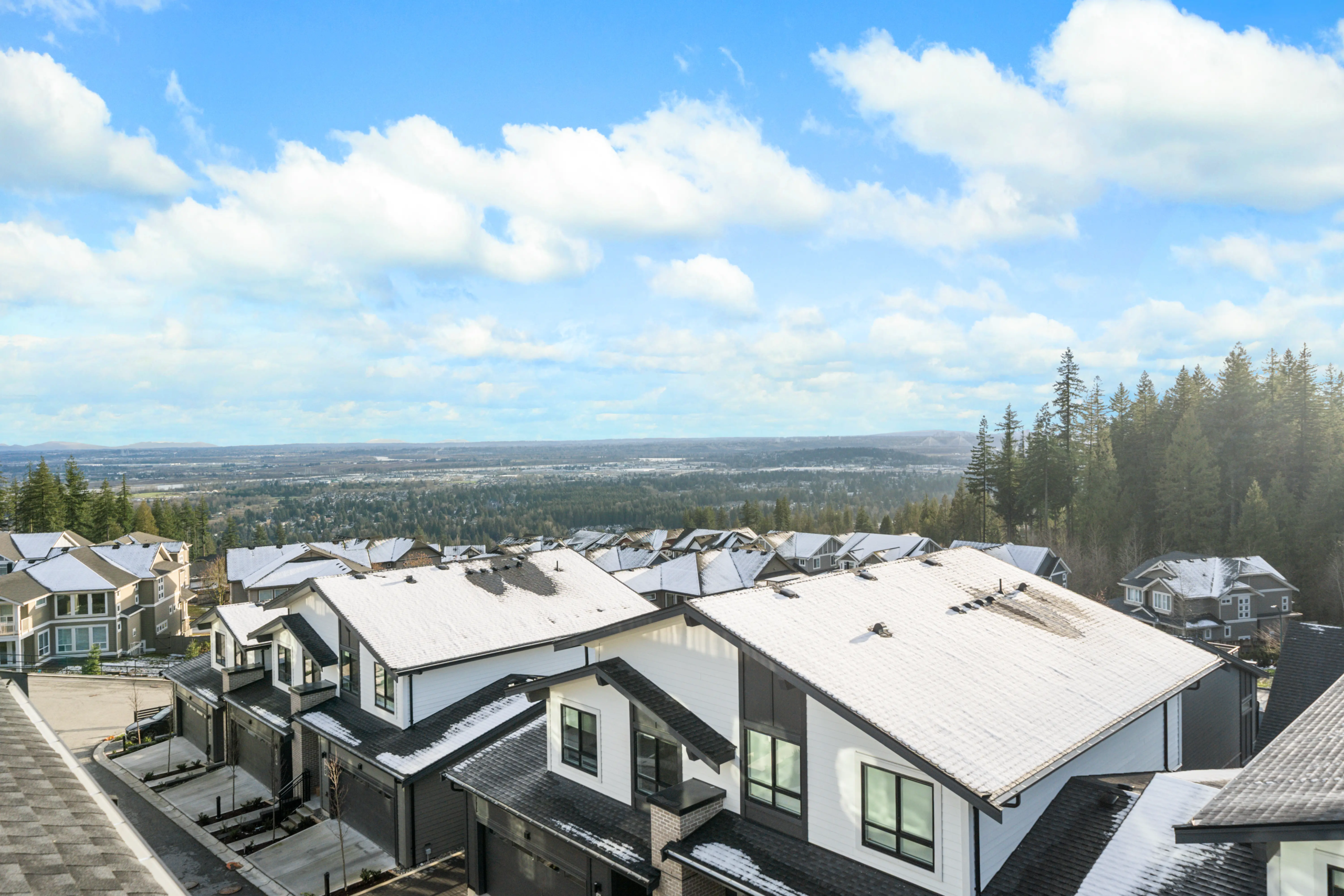 Heartwood Burke Mountain townhomes aerial mountain view