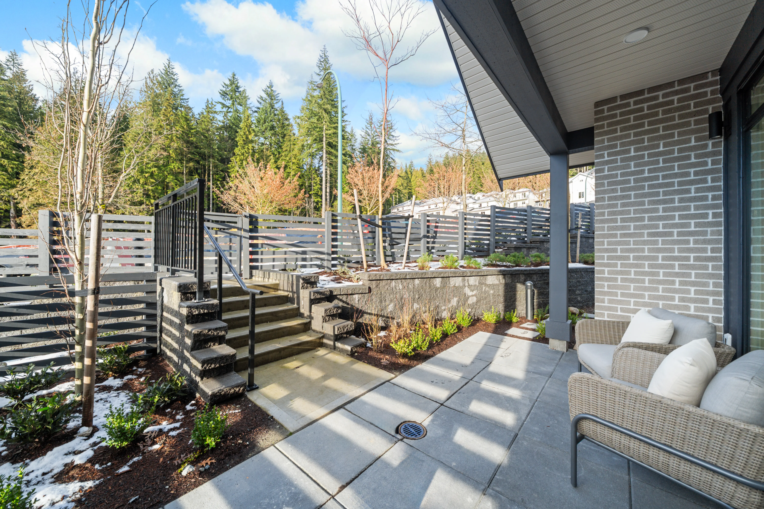Private patio space at Heartwood townhomes