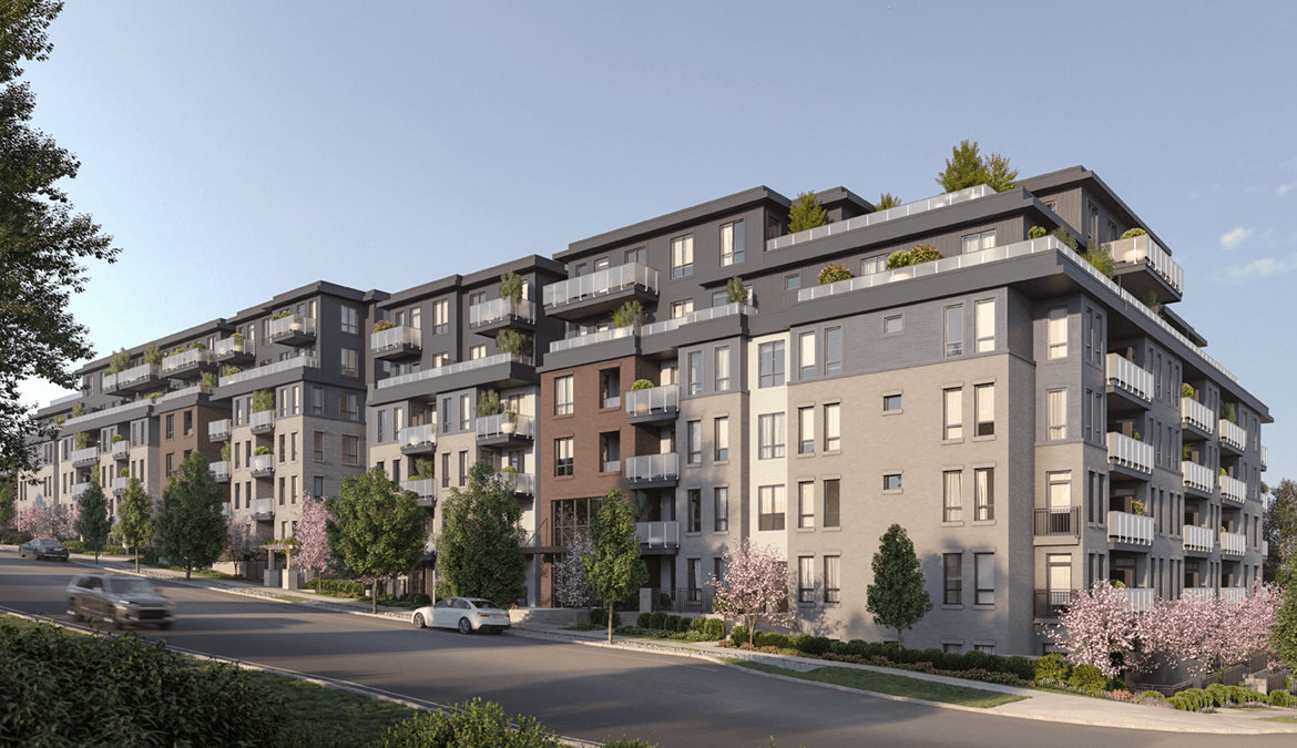 Contemporary exterior rendering of Level condos