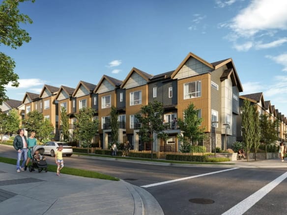Liberty Encore modern Fleetwood townhouse community exterior rendering