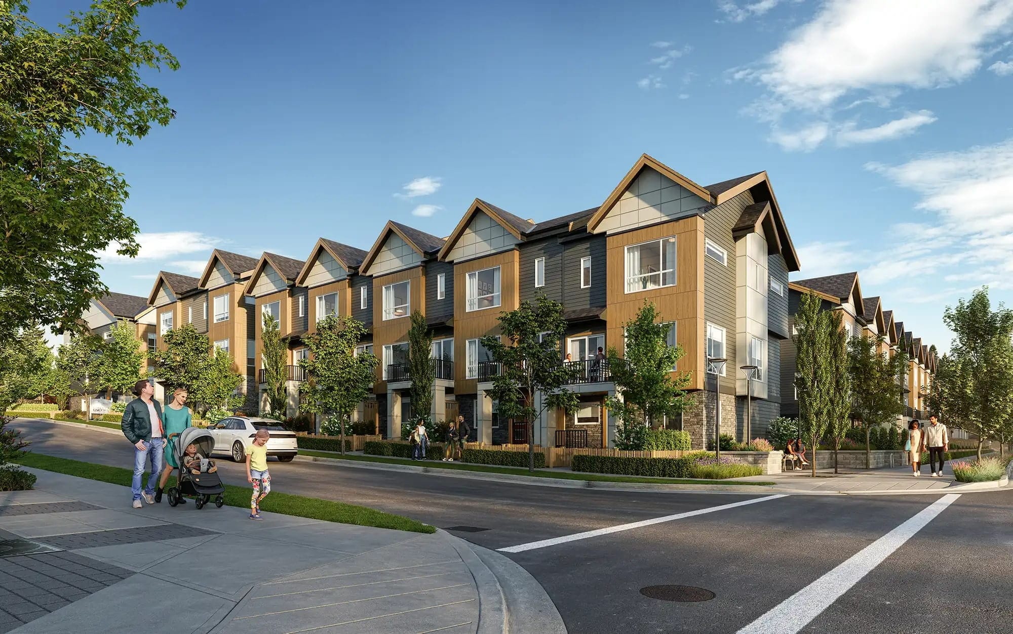Liberty Encore modern Fleetwood townhouse community exterior rendering
